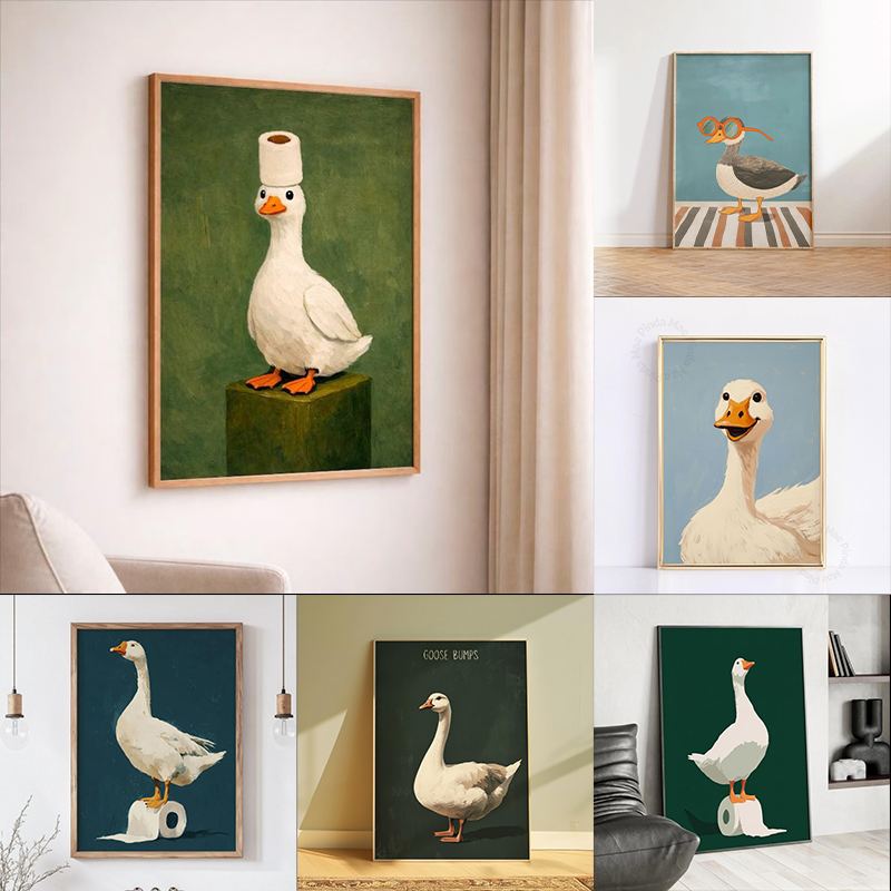 Home Bathroom Painting Ideas - Enten- und Gänse-Poster, lustige Badezimmer-Wandkunst, humorvoller