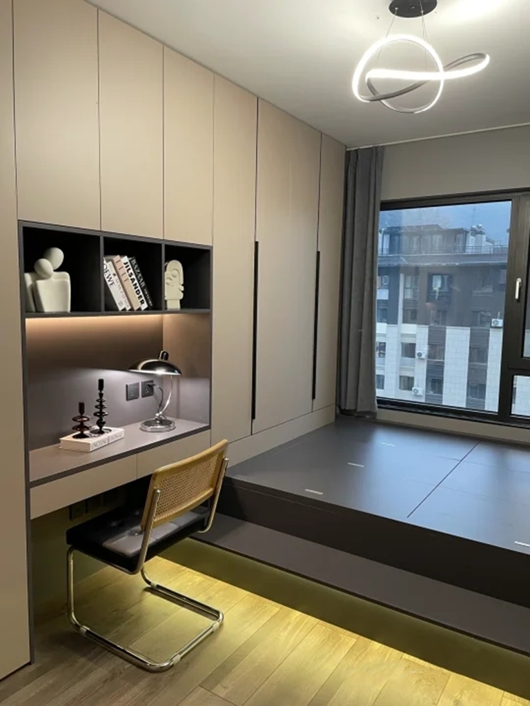 Home Bathroom Dimensions - Maßgefertigte Moderne Tatami-Schlafzimmereinheit mit Integriertem Kleiderschrank
