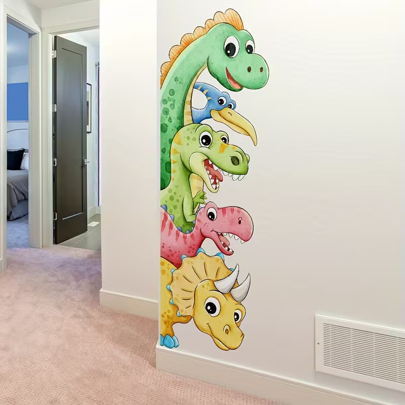 Home One Bathroom - 1 Stück handbemalter Dinosaurier-Cartoon-Wandaufkleber, selbstklebender PVC-Dekor-Aufkleber