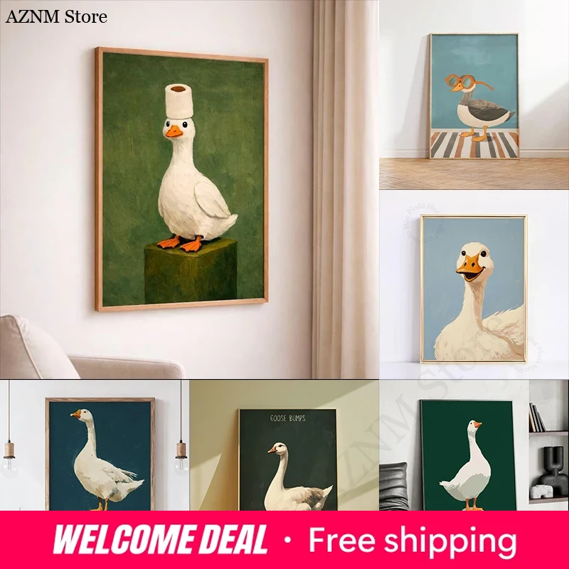Home Bathroom Painting Ideas - Enten- und Gänse-Poster, lustige Badezimmer-Wandkunst, humorvoller