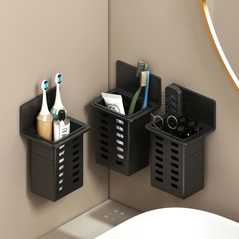 Home Essentials Bathroom Organizer - 1/2-teiliges Set aus Kunststoff-Wandhalterungen für Zahnbürsten