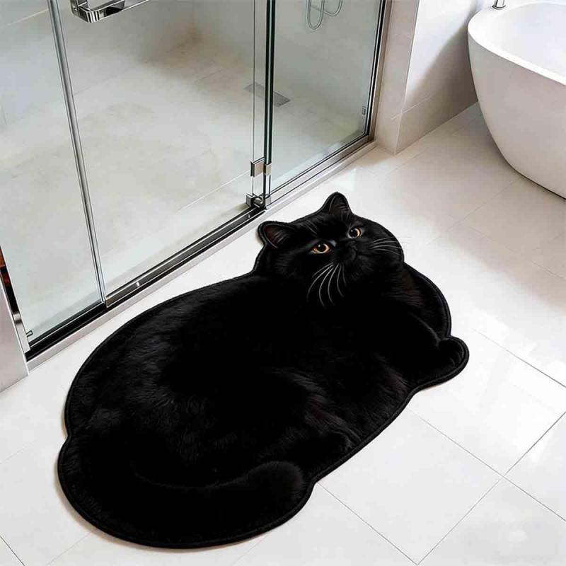 Home Bathroom Carpet - VIKAMA Realistische 3D Flauschige Dicke Schwarze