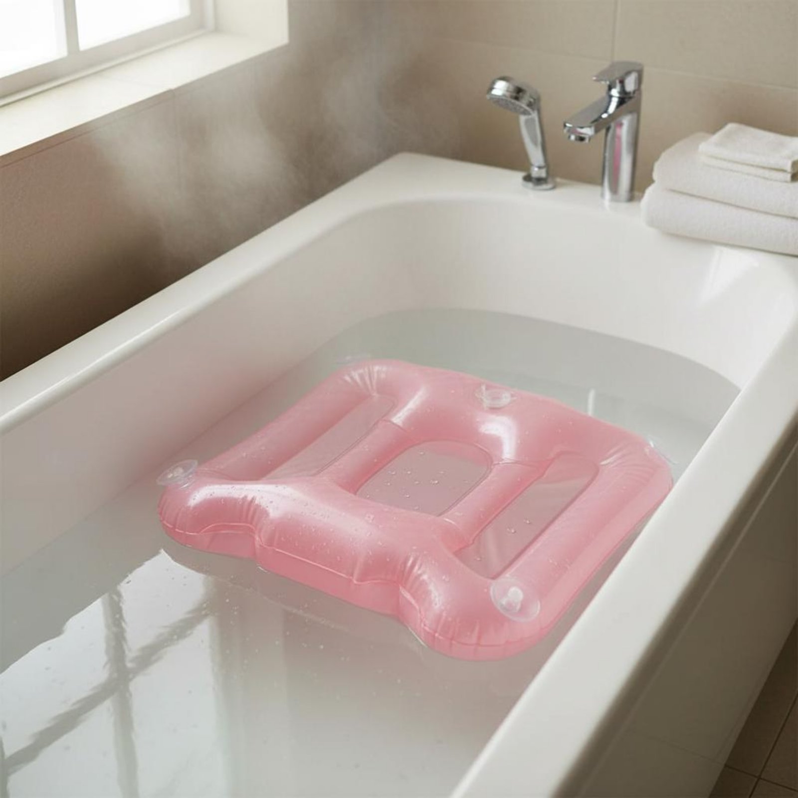 Bathtub Pillow Inflatable - Badewannen-Booster-Pad mit Schimmer-Effekt, Aufblasbarer Badesitz mit