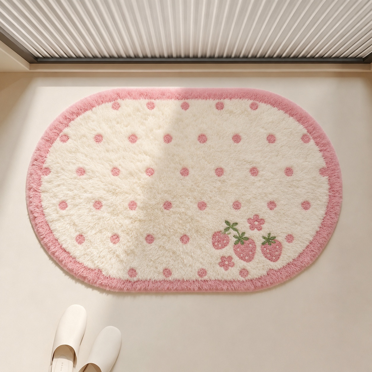 Rosa Erdbeer-Plüsch-Badematte, – Home Bathroom Carpet Bewertung und Preis