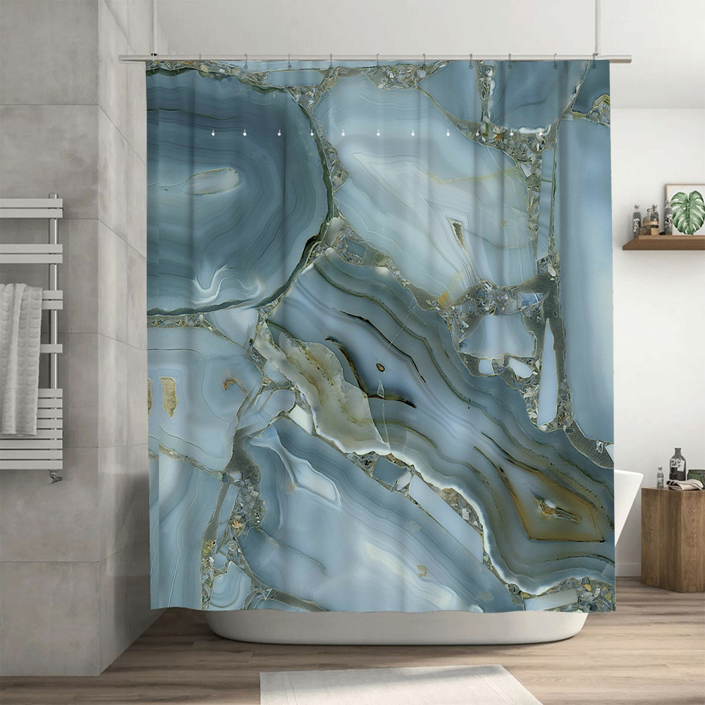 Blauer Marmor-Duschvorhang, wa – Home Bathroom Images Bewertung und Preis
