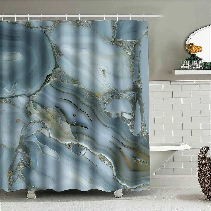 Blauer Marmor-Duschvorhang, wa – Home Bathroom Images Bewertung und Preis